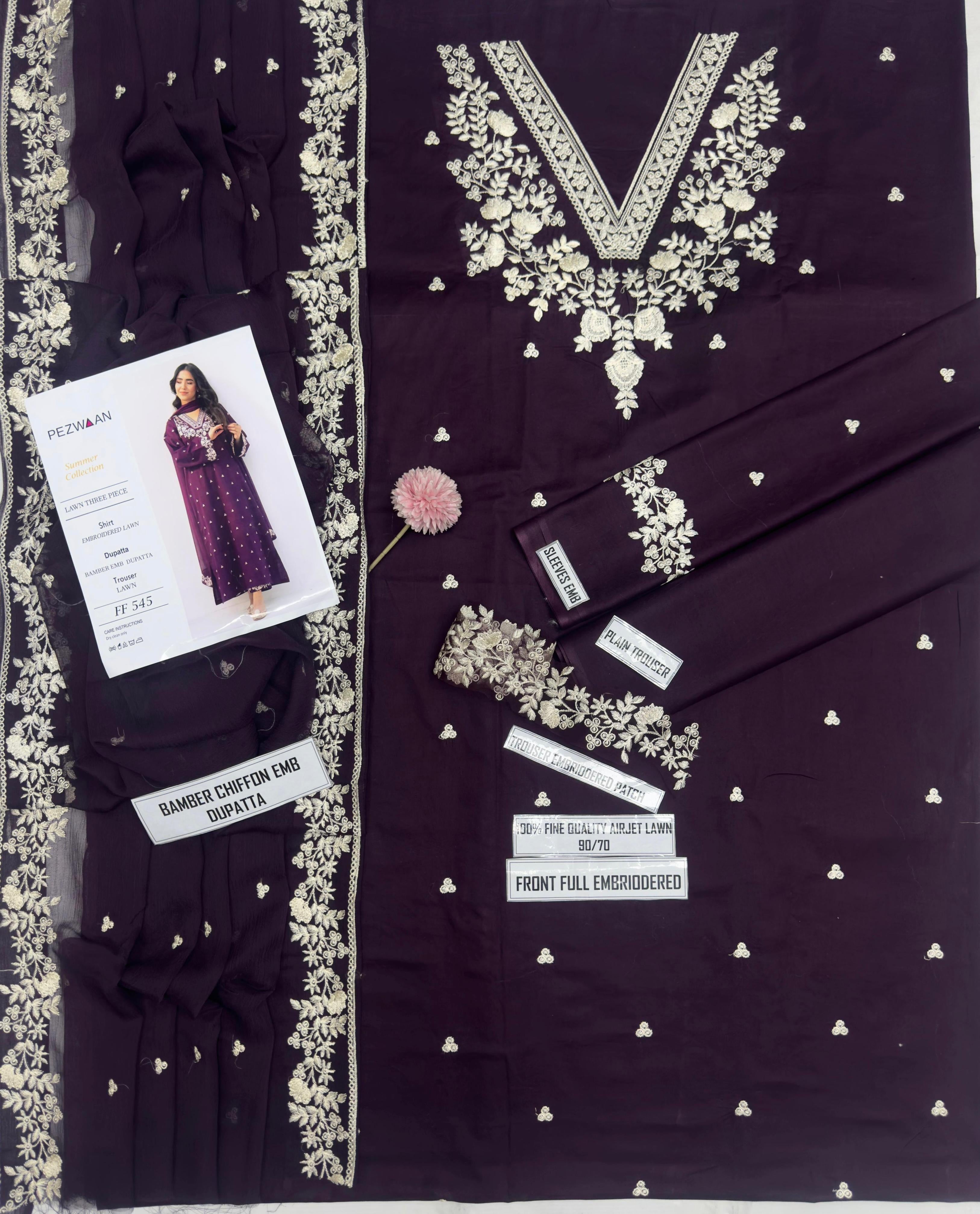AGHA NOOR-HEAVY EMBROIDERED LAWN 3pc (SL-761)