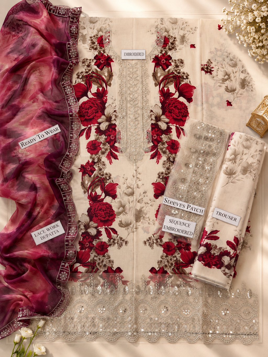 ADAN LIBAS | PRINTED EMBROIDERED LAWN 3PC | ZW-510