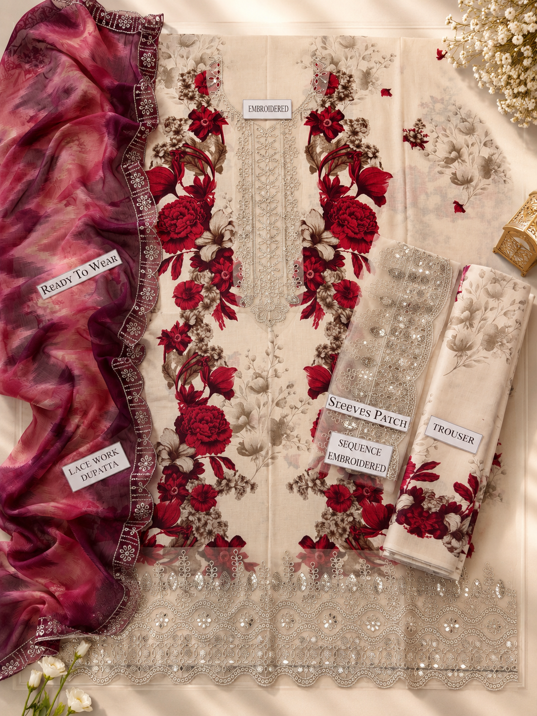 ADAN LIBAS | PRINTED EMBROIDERED LAWN 3PC | ZW-510