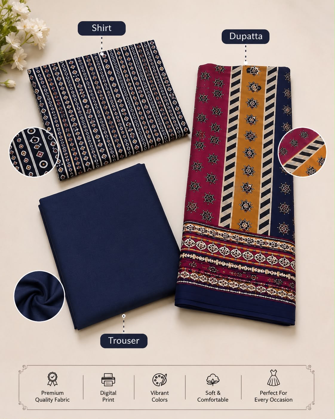 BIN SAEED | DIGITAL PRINTED  LAWN 3PC | ZW-402